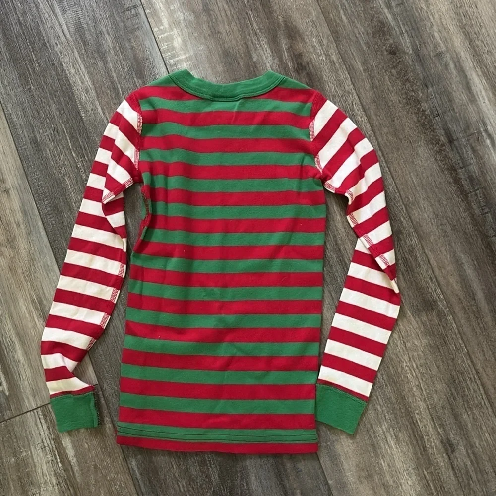 Hanna Andersson Christmas stripe jammies long sleeve pajama top 6-7